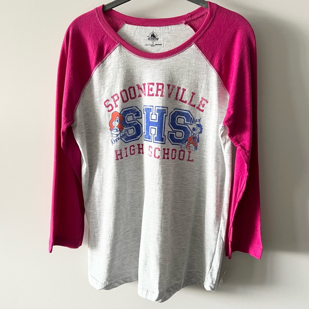 NWT Disney RARE Goofy Movie Spoonerville High School Raglan Tee t-shirt top